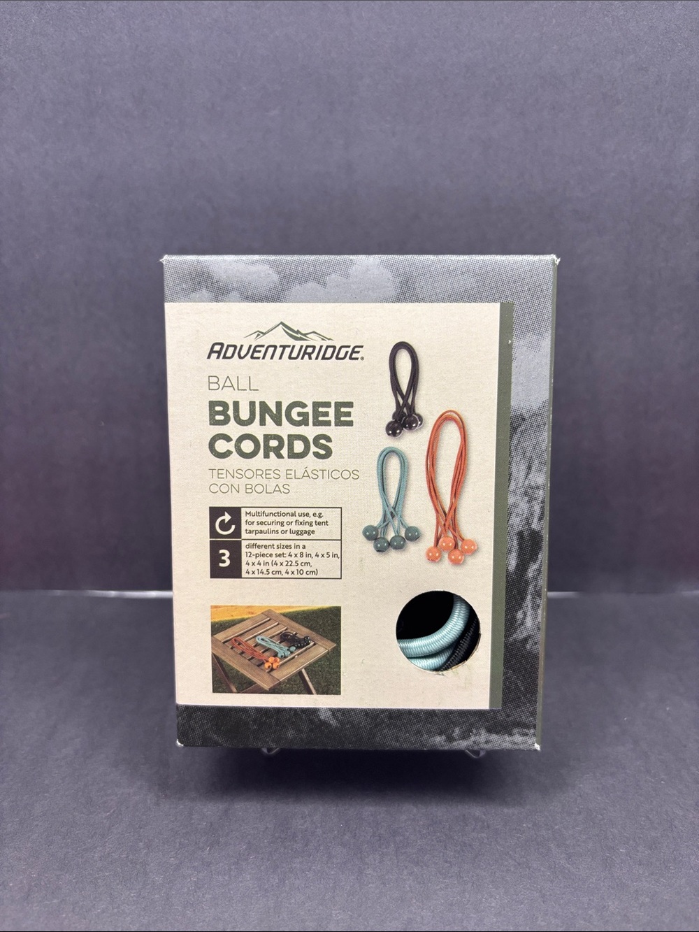Adventuridge 12-Piece Ball Bungee Cords Set - Teal, Black & Orange